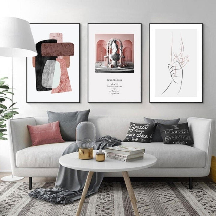Vintage Geometric Abstract Marble - Canvas Wall Art Painting