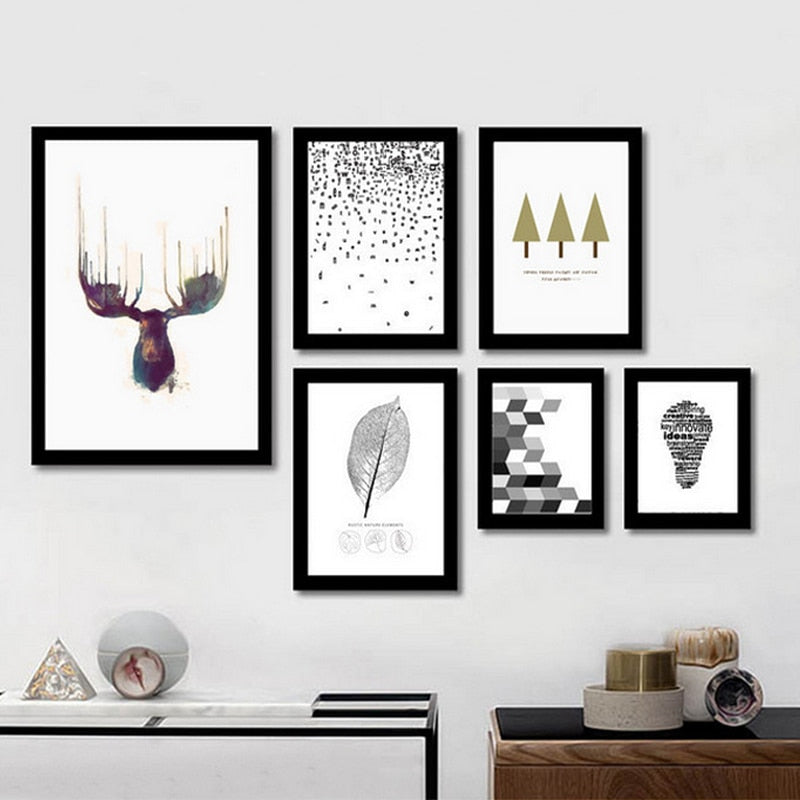 Deer Art Geometric - Canvas Wall Art Painting