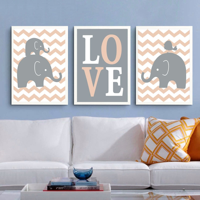 Sweet Elephants - Canvas Wall Art Painting