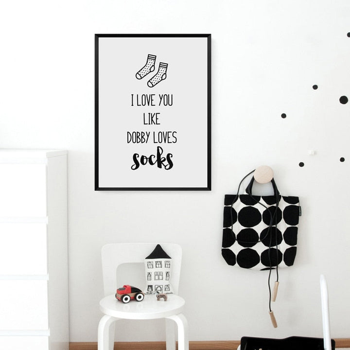 I Love You Nursery Prints Decor Socks - Canvas Wall Art Painting
