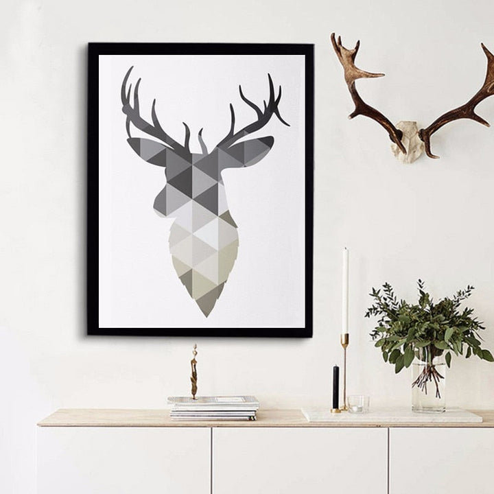 Geometric Deer Faith Quote - Canvas Wall Art Painting