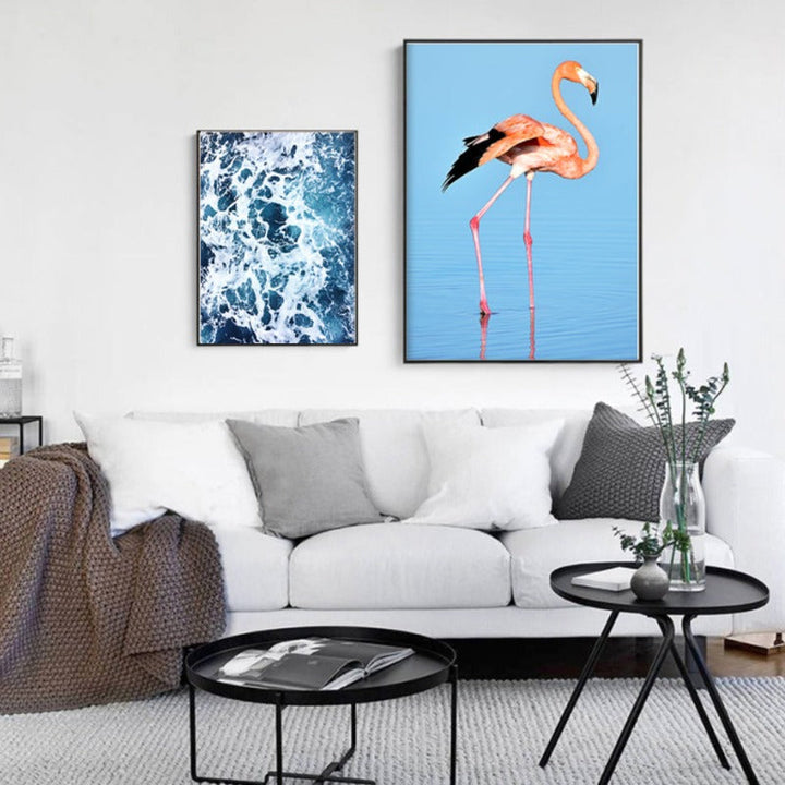 Flamingo In Seascape - Canvas Wall Art Painting