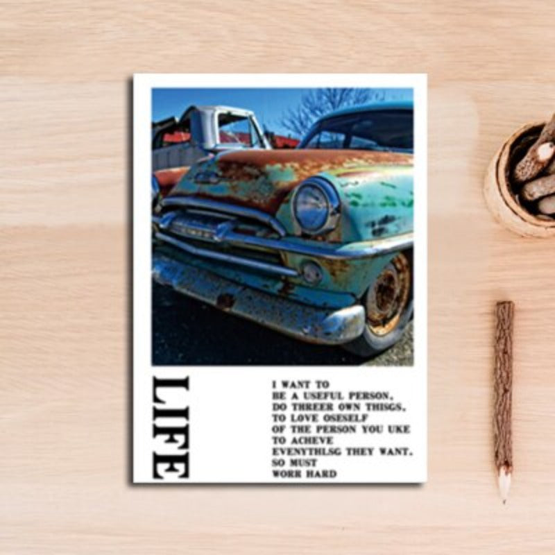 Vintage Blue Classic Cars Travel - Canvas Wall Art Painting