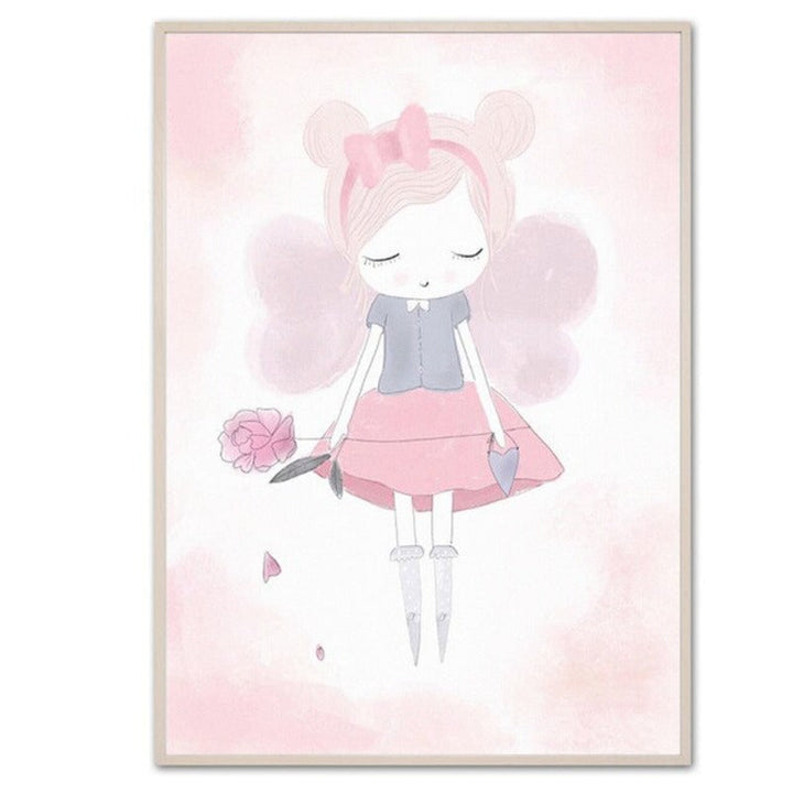 Sweet Pink Unicorn Girls - Canvas Wall Art Painting