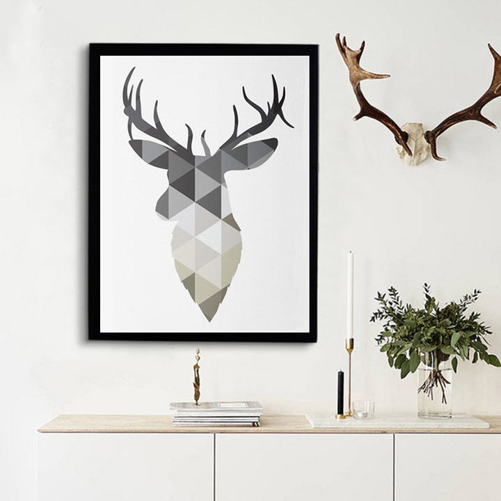 Geometric Deer Faith Quote - Canvas Wall Art Painting