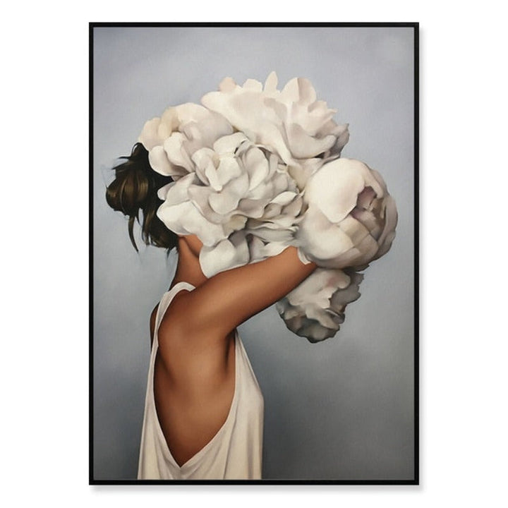 Floral Girl Wall Art Pictures Beauty  - Canvas Wall Art Painting