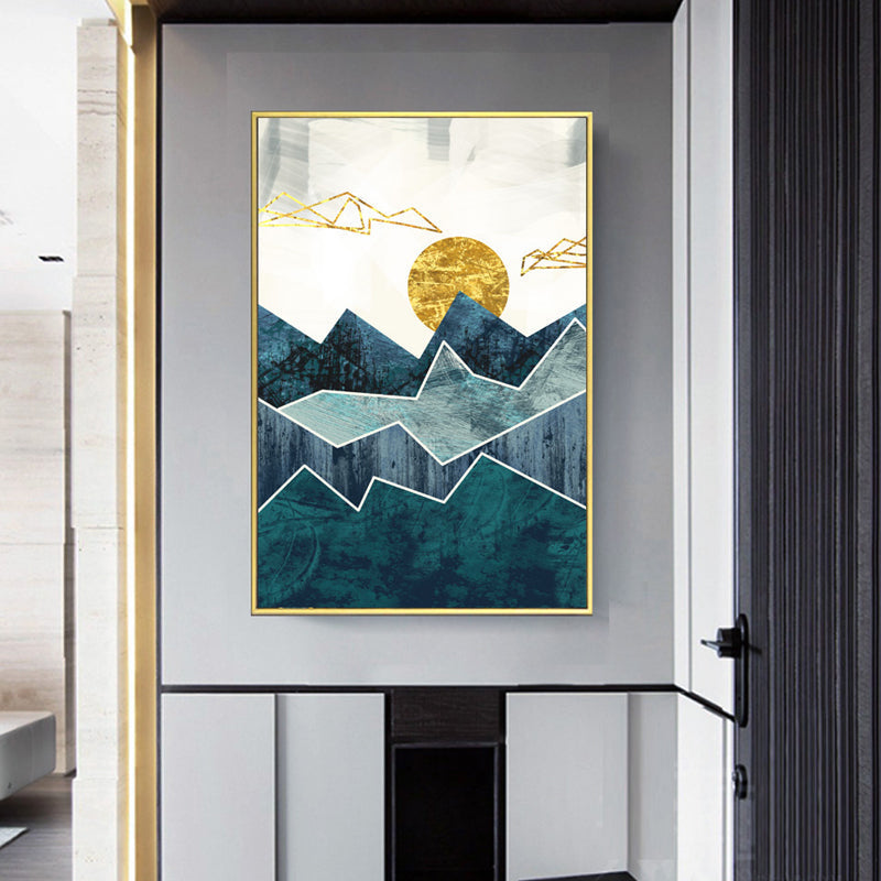 Vintage Abstract Geometric Sunrise Scene Wall Art - Canvas Wall Art Painting