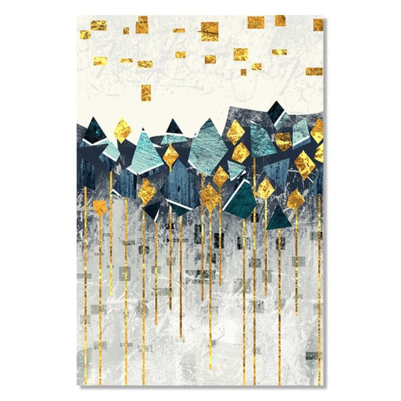 Vintage Abstract Geometric Sunrise Scene Wall Art - Canvas Wall Art Painting