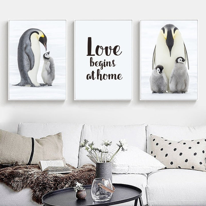 Warm Penguin Family - Canvas Wall Art Painting