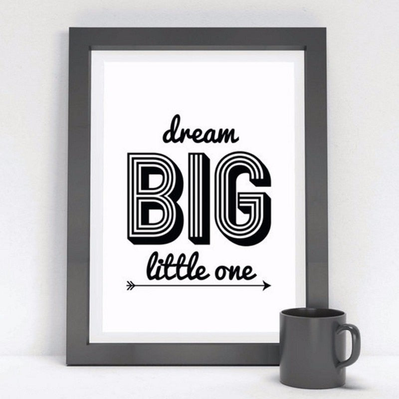 Minimalist Black And White Inspiring Letters - Canvas Wall Art Painting