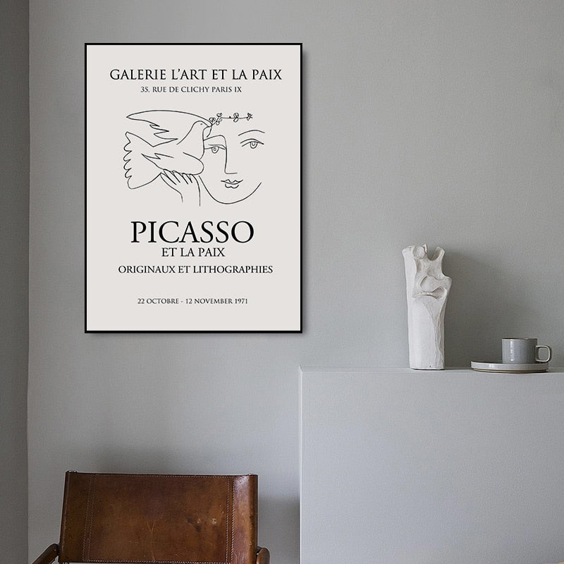 Vintage Abstract Figure Dove Minimalist - Canvas Wall Art Painting