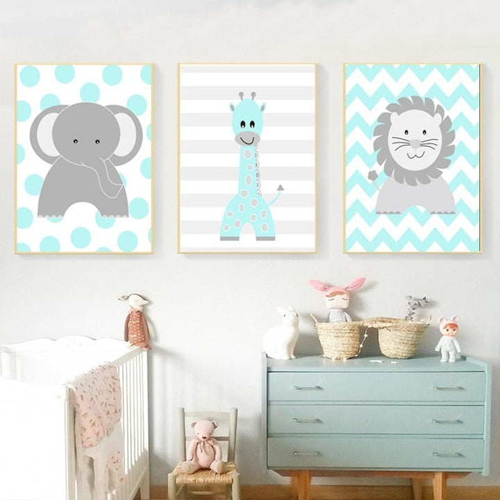 Cute Cartoon Animals - Canvas Wall Art Painting