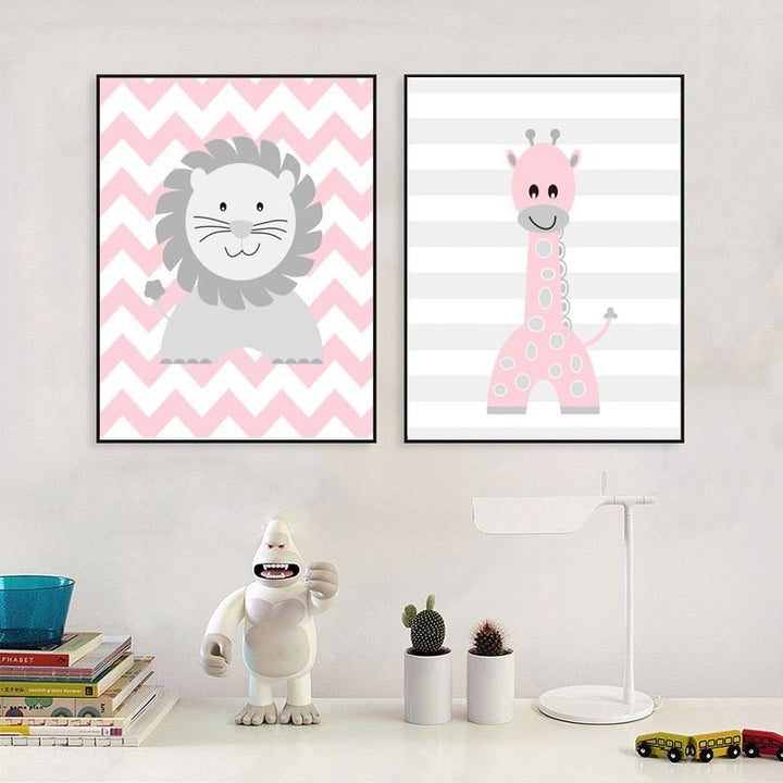 Cute Cartoon Animals - Canvas Wall Art Painting