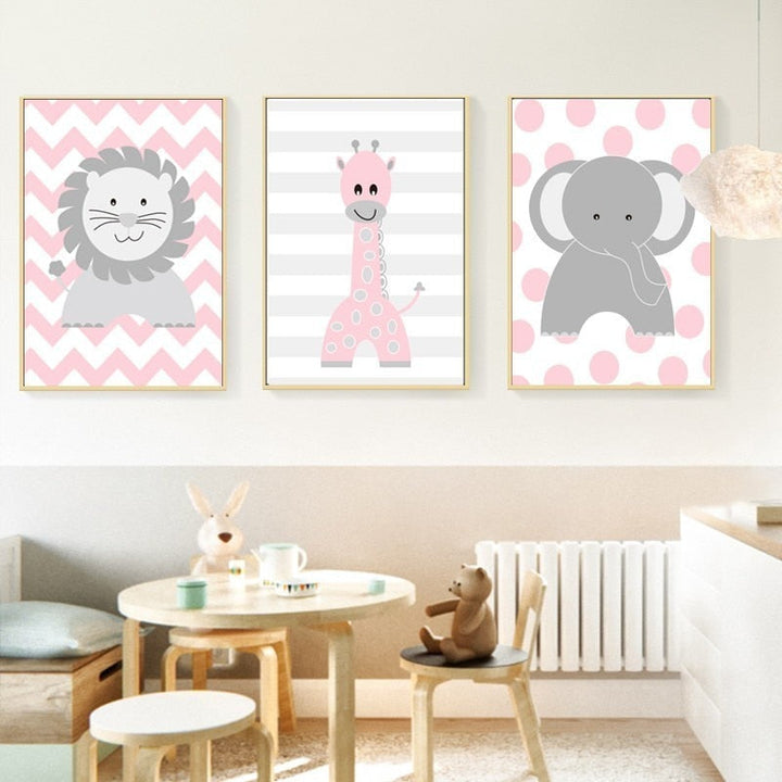 Cute Cartoon Animals - Canvas Wall Art Painting