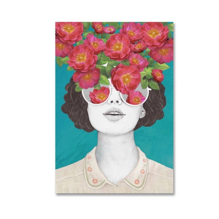 Fashion Figure Floral Girl - Canvas Wall Art Painting