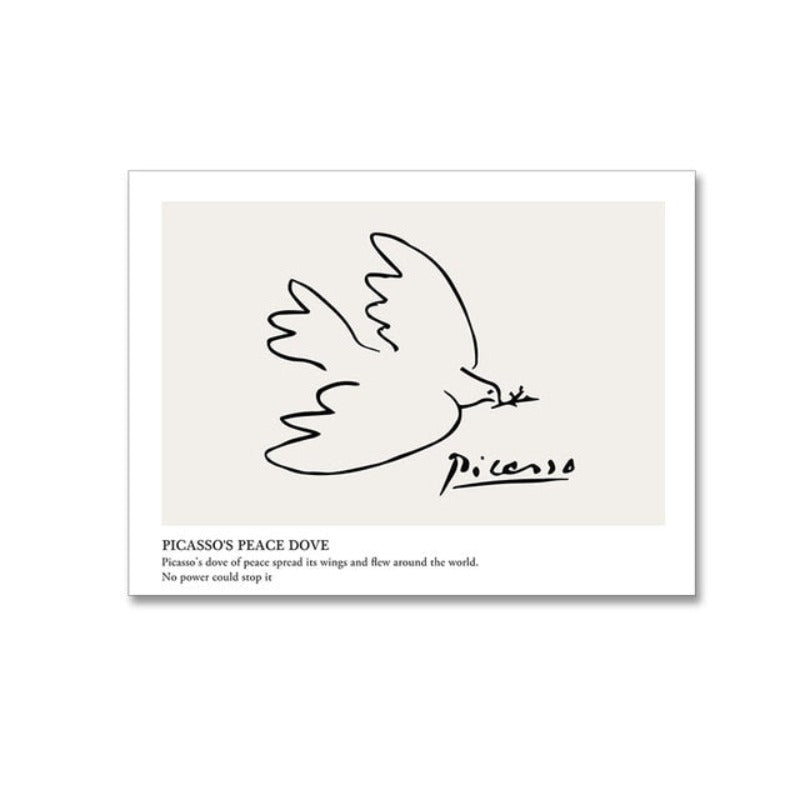 Vintage Abstract Figure Dove Minimalist - Canvas Wall Art Painting