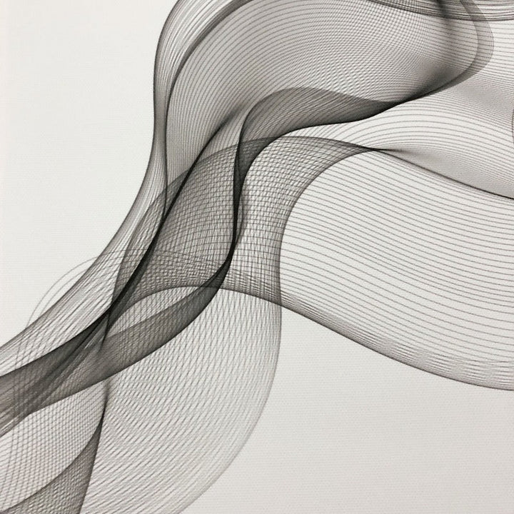Minimalist Abstract Wavy Lines Pattern Black White - Canvas Wall Art Painting