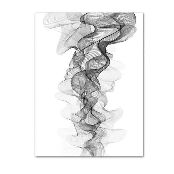 Minimalist Abstract Wavy Lines Pattern Black White - Canvas Wall Art Painting