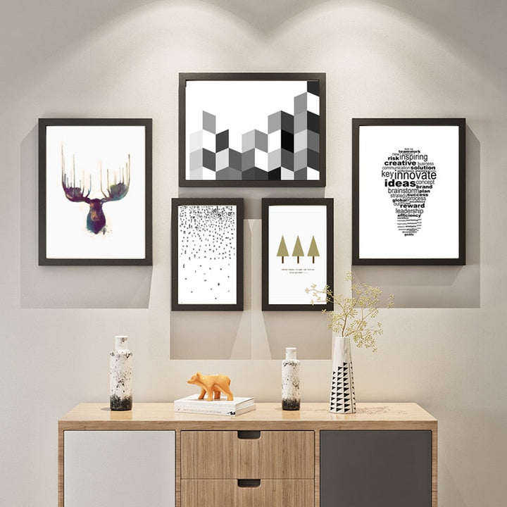 Deer Art Geometric - Canvas Wall Art Painting
