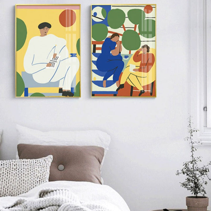 Flowers Drawing Abstract  - Canvas Wall Art Painting