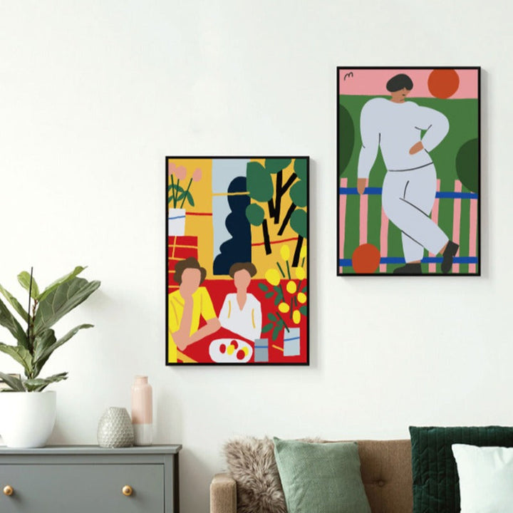 Flowers Drawing Abstract  - Canvas Wall Art Painting