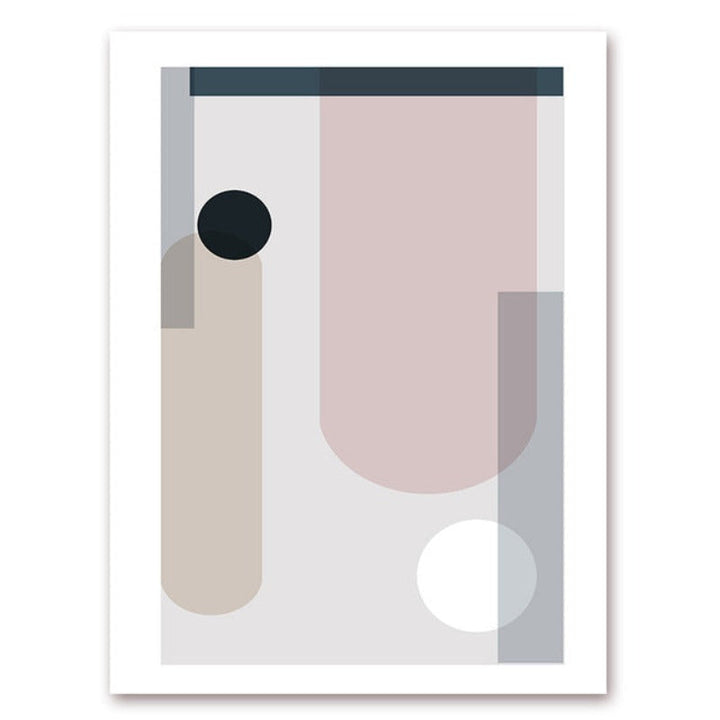 Minimalist Abstract Geometric Pink Blue - Canvas Wall Art Painting