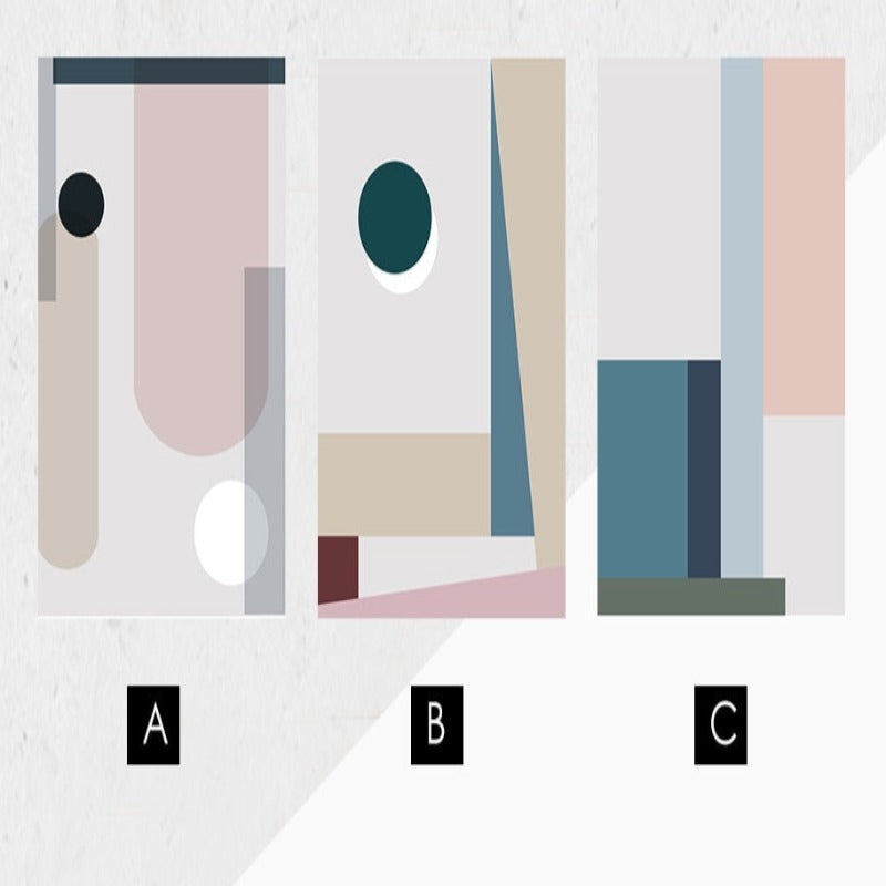 Minimalist Abstract Geometric Pink Blue - Canvas Wall Art Painting
