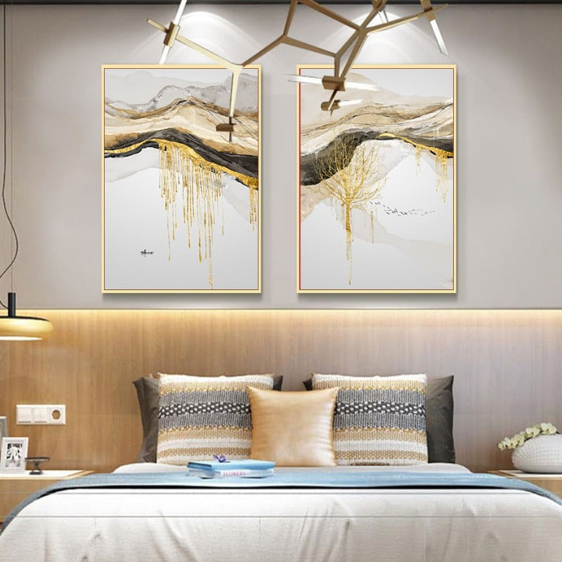 Gold Mountain Landscape - Canvas Wall Art Painting