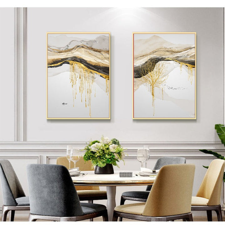 Gold Mountain Landscape - Canvas Wall Art Painting
