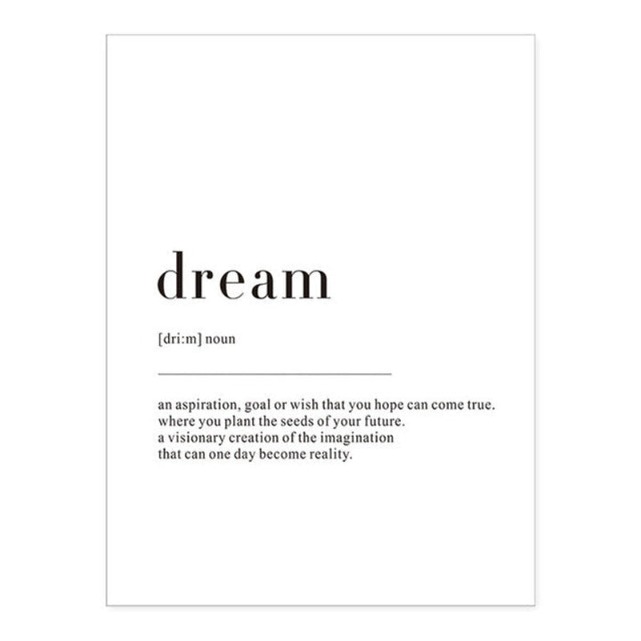Minimalist Dream Life Definition Quotes - Canvas Wall Art Painting