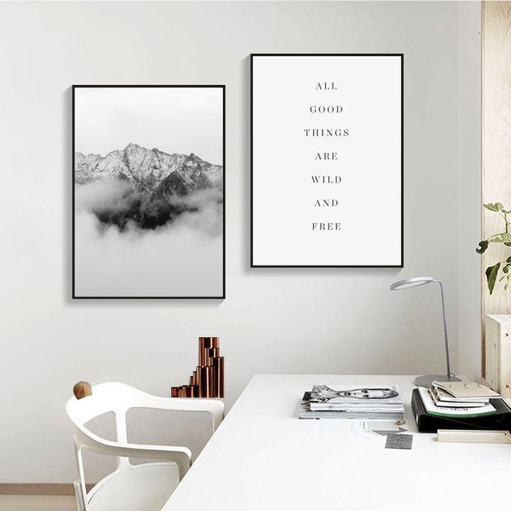 Foggy Sky Lake Lion - Canvas Wall Art Painting