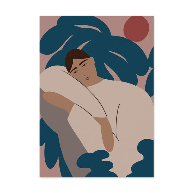 Flowers Drawing Abstract  - Canvas Wall Art Painting