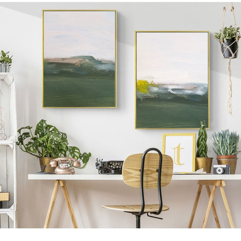Green Printing Oil Art - Canvas Wall Art Painting