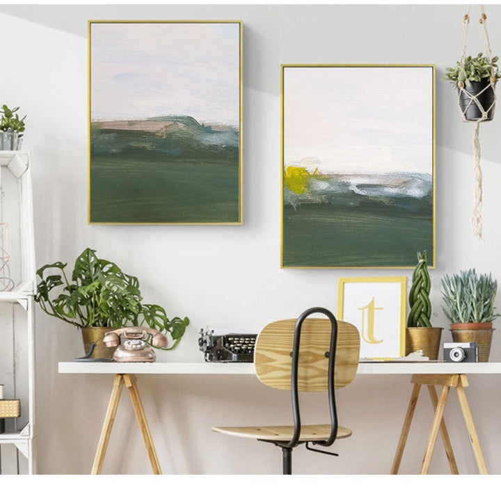 Green Printing Oil Art - Canvas Wall Art Painting