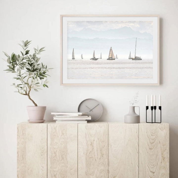 Summer Landscape Nautical Sailboat Print Minimalist - Canvas Wall Art Painting