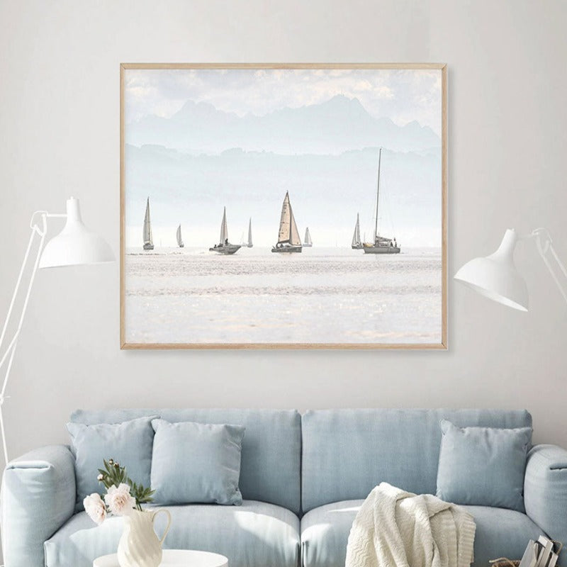 Summer Landscape Nautical Sailboat Print Minimalist - Canvas Wall Art Painting
