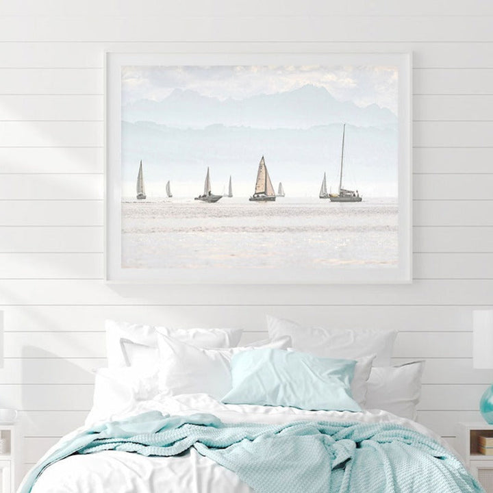 Summer Landscape Nautical Sailboat Print Minimalist - Canvas Wall Art Painting