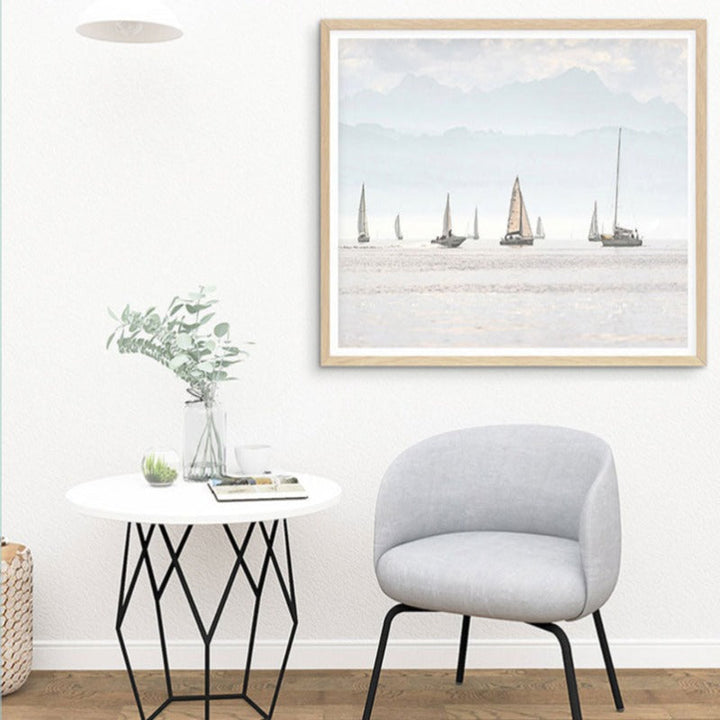 Summer Landscape Nautical Sailboat Print Minimalist - Canvas Wall Art Painting