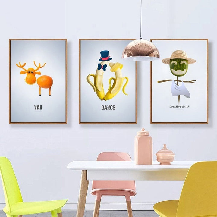 Dancing Cool Fruits - Canvas Wall Art Painting
