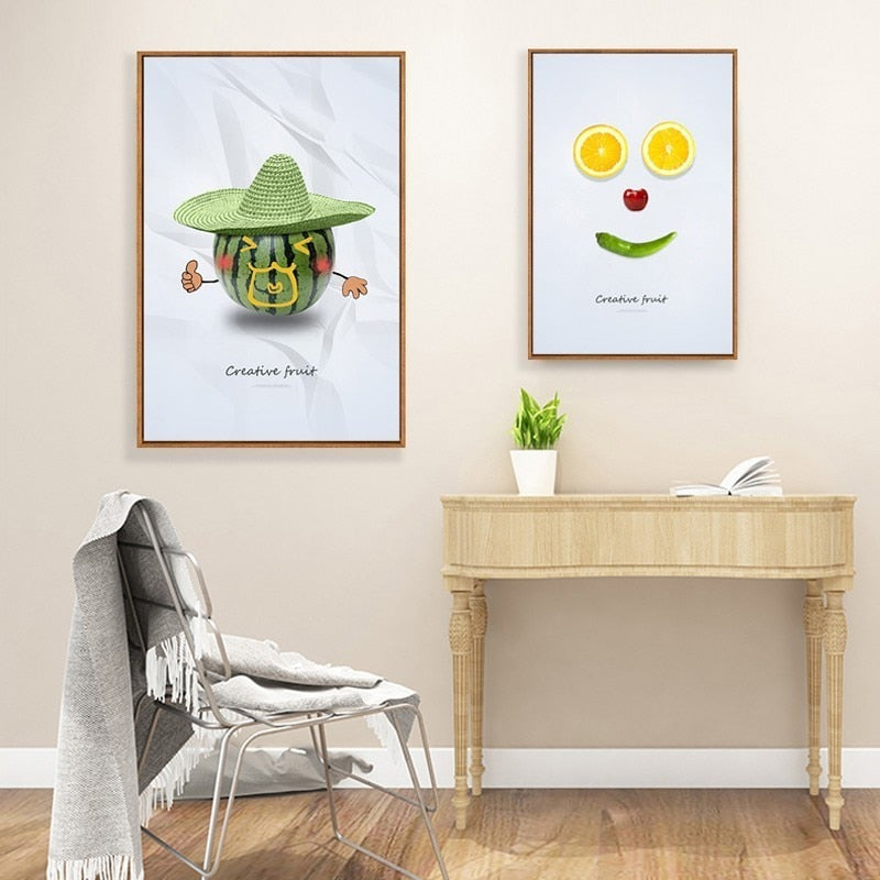 Dancing Cool Fruits - Canvas Wall Art Painting