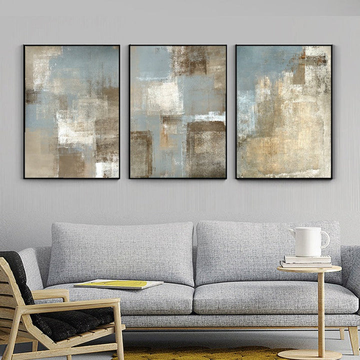 Vintage Gray And Beige Trend Abstract- Canvas Wall Art Painting