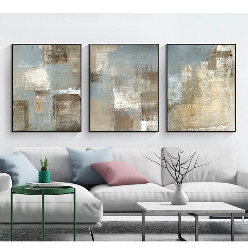 Vintage Gray And Beige Trend Abstract- Canvas Wall Art Painting