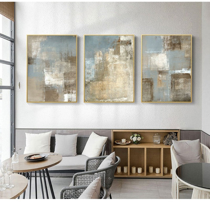 Vintage Gray And Beige Trend Abstract- Canvas Wall Art Painting