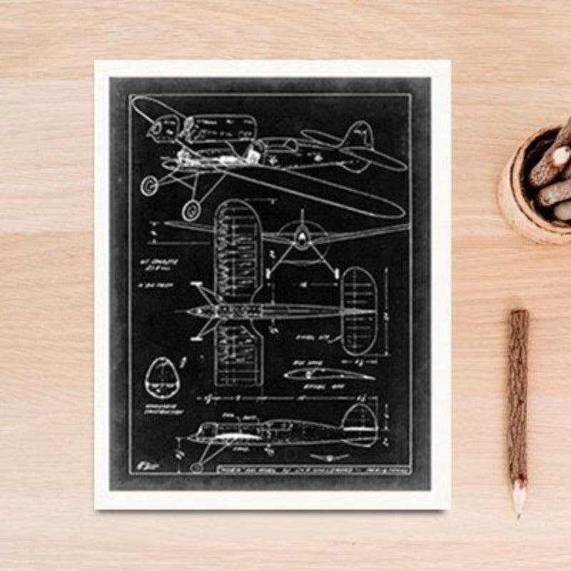 Vintage Fighter Design Diagram - Canvas Wall Art Painting