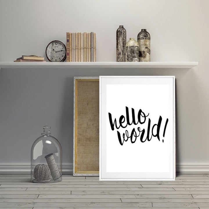 Hello World Nursery Quote - Canvas Wall Art Painting