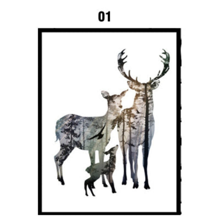 Deer Animals Forest - Canvas Wall Art Painting