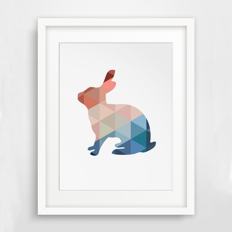 Geometric Triangles Rabbit  - Canvas Wall Art Painting