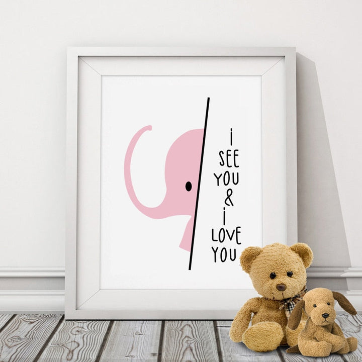 I See You I love you Sweet Quote Elephant
