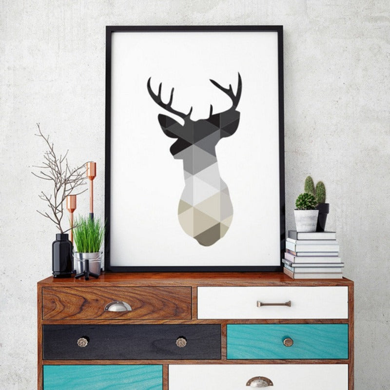 Minimalist Geometric Deer - Canvas Wall Art Painting
