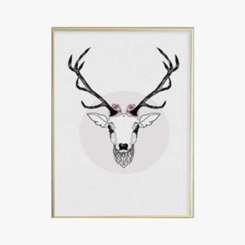 Deer Poster & Print Black Wall - Canvas Wall Art Painting